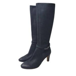 Ecco | Nephi Tall Leather Heeled Knee High Boots Black